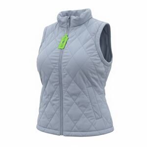 REPREVE Women’s Quilted Soft Sleeveless Vest Light Blue Gray Medium NWT